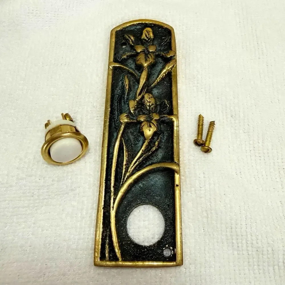 Vintage 1994 RESTORATION HARDWARE Brass IRIS Doorbell Cover California Ritter